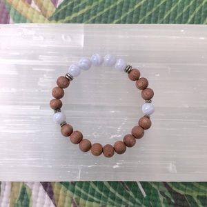 Blue Lace Agate/Rosewood Gemstone Bracelet